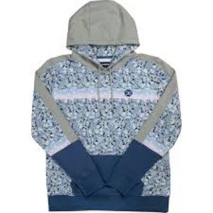 Hooey Women’s Ditzy Floral Hoodie Blue Cream Pullover Kangaroo Pocket M